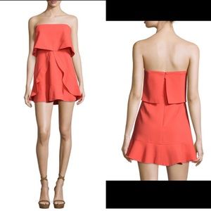 New! BCBGMAXAZRIA Charlot Strapless Popover Dress Poinsettia size 10